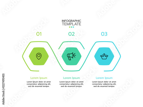 Business process. Timeline infographics with 3 steps, options and marketing icons. Vector chart.
