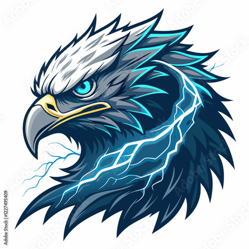 Eagle logo featuring storm theme and lightning design for esports teams and gaming events
