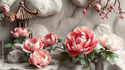 bouquet of tulips on a wooden background