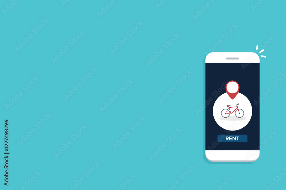 Bicycle rent or sharing bike application on a mobile phone. Bicycle rent or sharing bike application on a mobile phone.