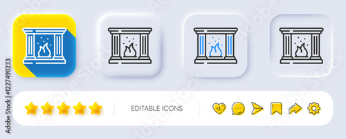 Fireplace line icon. Neumorphic, Flat shadow, 3d buttons. Fire furniture sign. Home chimney symbol. Line fireplace icon. Social media icons. Vector