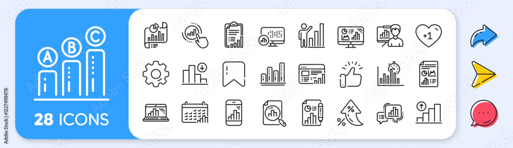 Graph line icons. Interest rate, AI generate, Inflation icons. Set of Chart presentation, Report, Increase growth graph icons. Analytics testing, Falling demand, Pie chart report. Vector Graph line icons. Interest rate, AI generate, Inflation icons. Set of Chart presentation, Report, Increase growth graph icons. Analytics testing, Falling demand, Pie chart report. Vector