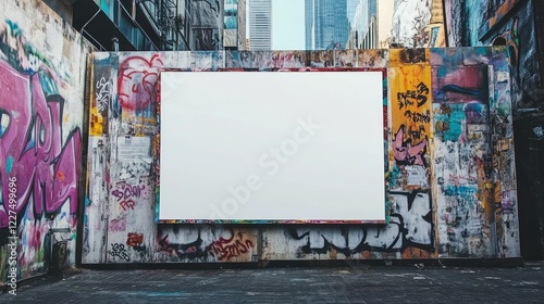 Wallpaper Mural A blank, wrinkled poster template designed as an urban-style street art mockup for advertising or creative projects Torontodigital.ca