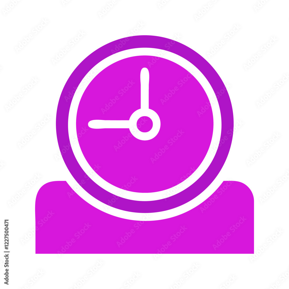 Simple purple clock illustration with clean design Simple purple clock illustration with clean design