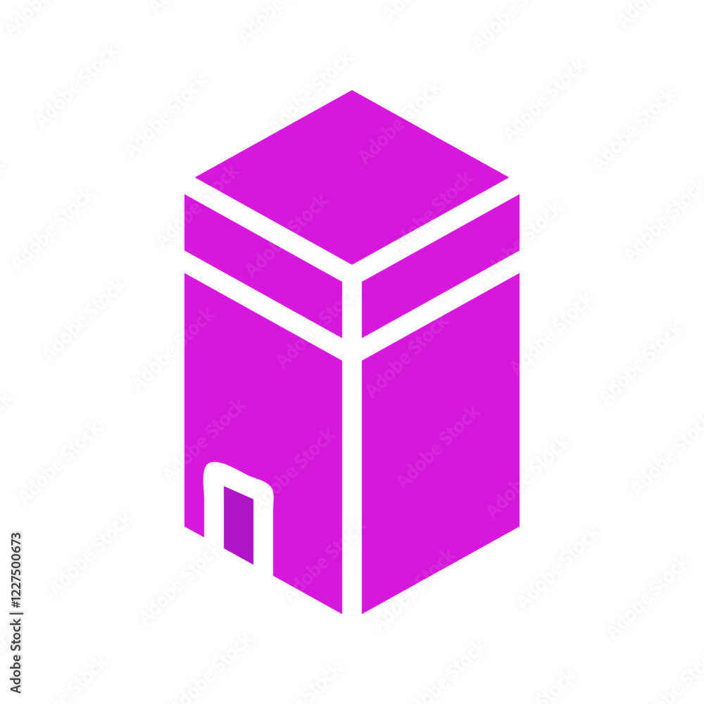 Purple Cube Structure with White Outline Design Purple Cube Structure with White Outline Design