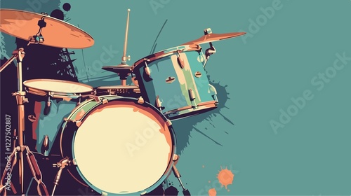 Jazz Drums Instrument Flat Vector Illustration