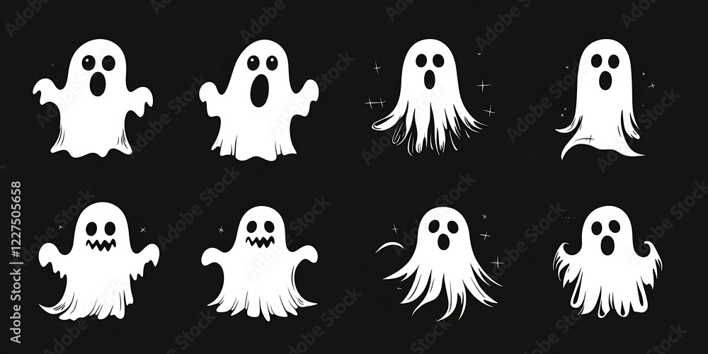 Set of Halloween Ghosts Set of Halloween Ghosts
