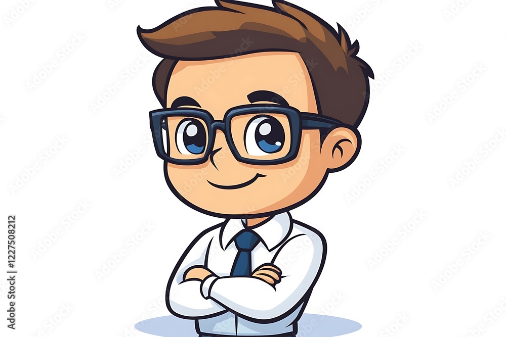 Happy Businessman Boy with Glasses Happy Businessman Boy with Glasses