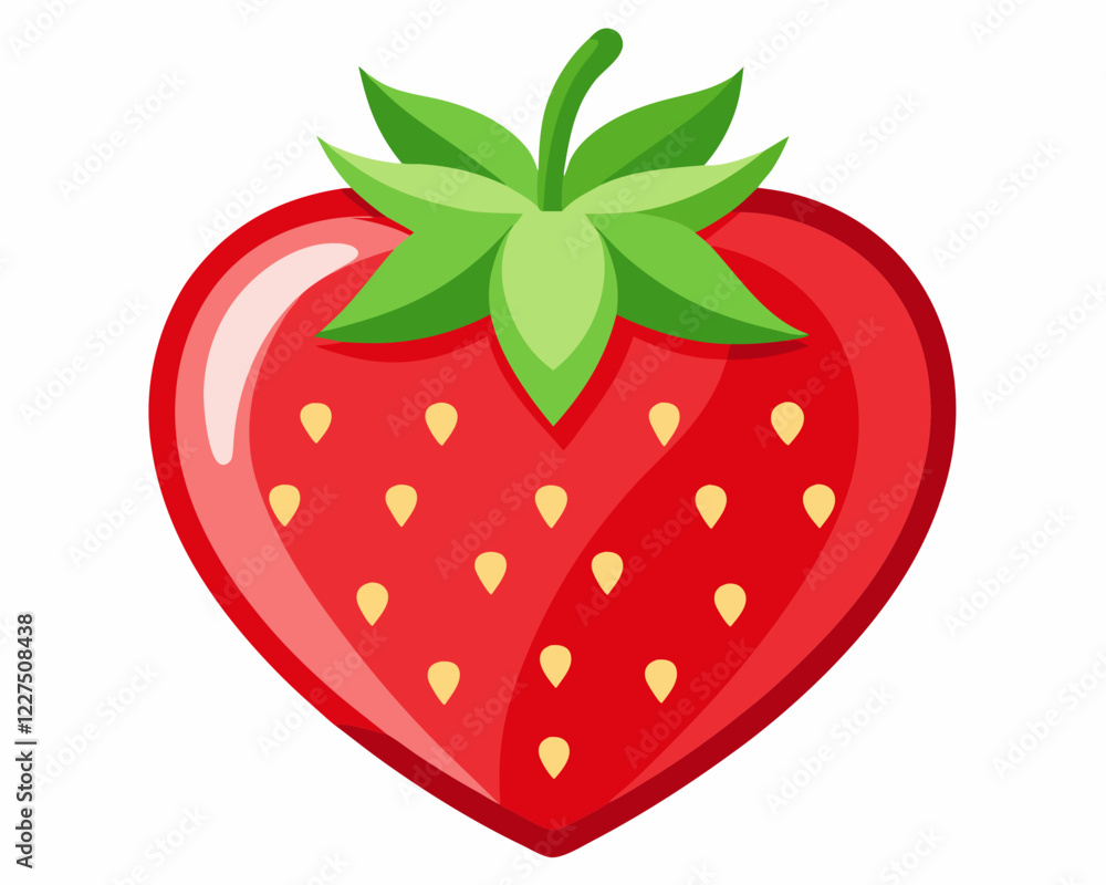 Obraz premium strawberry heart shape isolated on white background. Heart-Shaped Strawberry Icon for AI Design Projects.