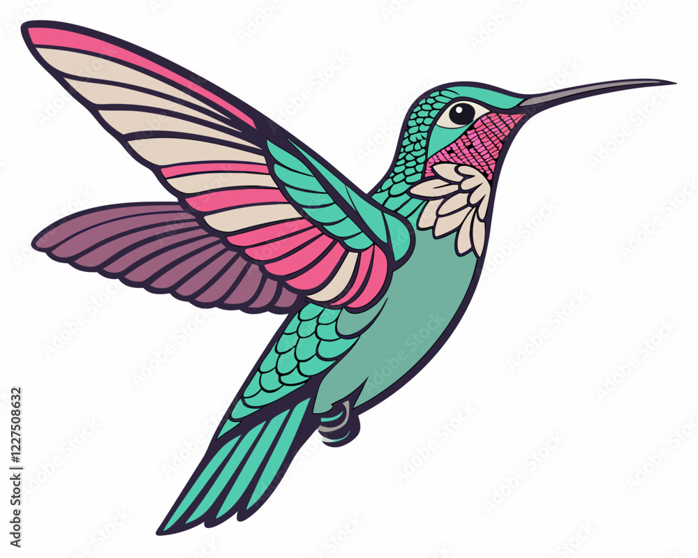 Obraz premium colorful hummingbird isolated on white background. Colorful Hummingbird Icon for AI and Nature-Themed Designs.
