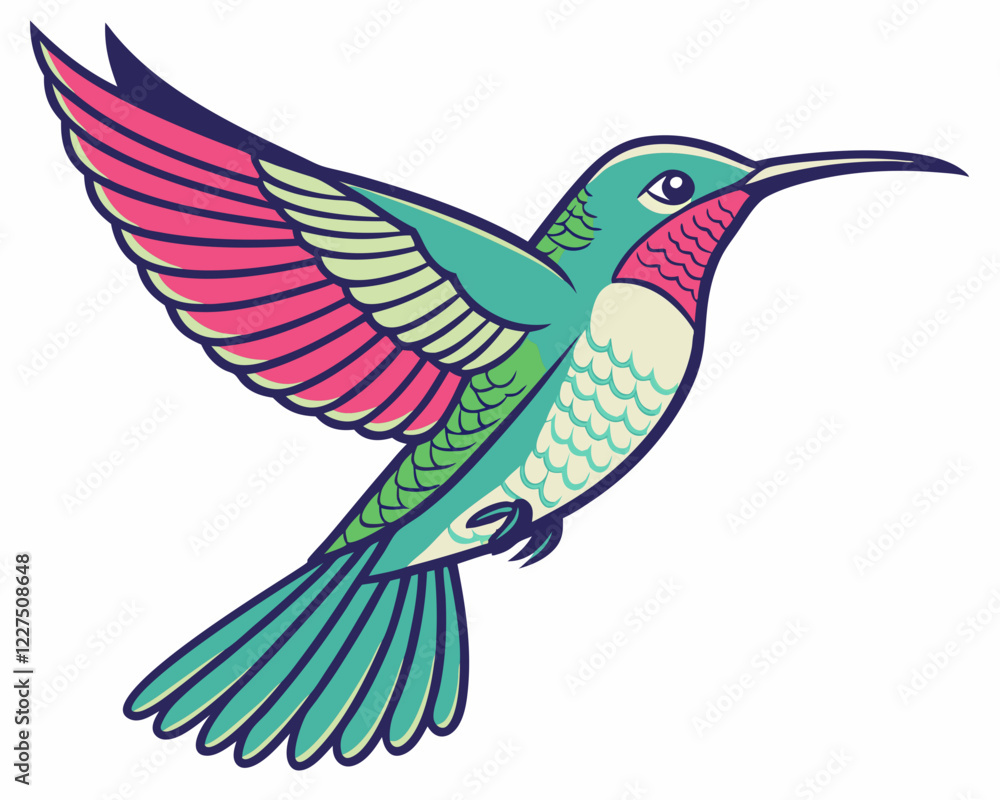 Obraz premium colorful hummingbird isolated on white background. Colorful Hummingbird Icon for AI and Nature-Themed Designs.