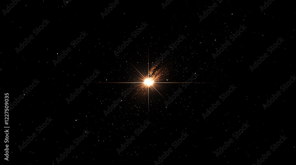 Obraz premium Bright celestial object shining in a dark cosmic space filled with distant stars, evoking wonder