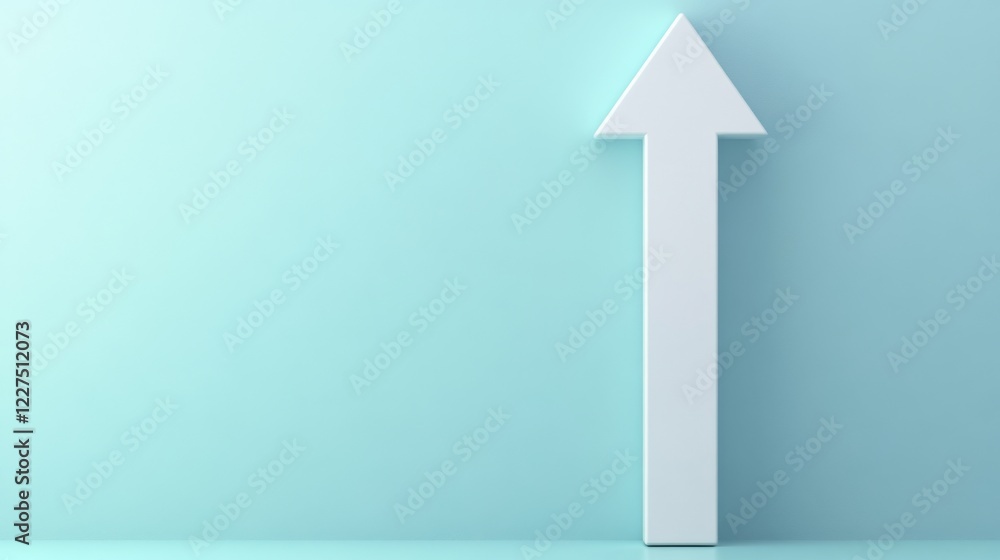 White Upward Arrow on Light Blue Background - Inspiring Growth White Upward Arrow on Light Blue Background - Inspiring Growth