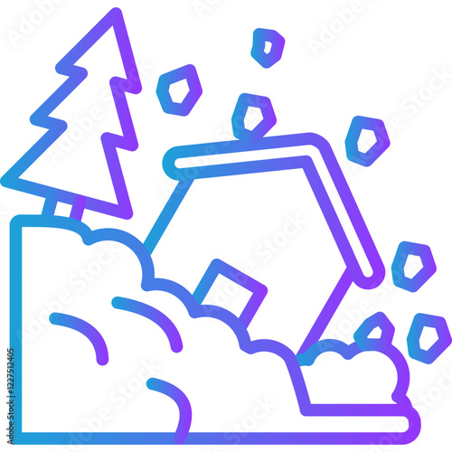 Landslide line gradient icon