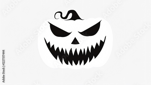 Spooky Halloween Pumpkin Carving Stencil with Black Smile Silhouette photo