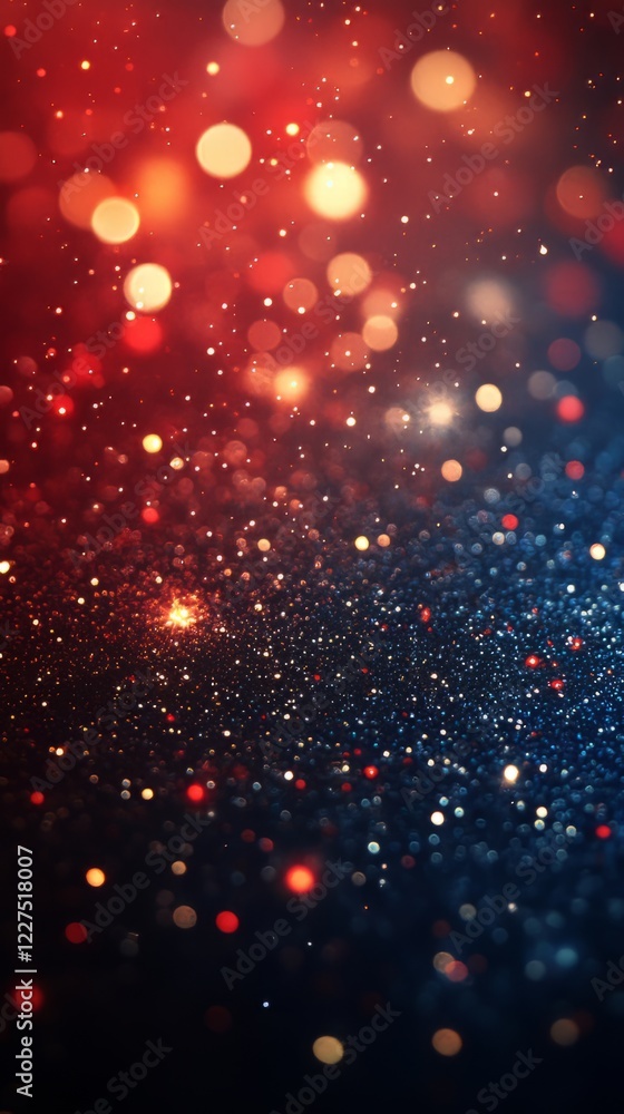 Fototapeta premium A Mesmerizing Blend Of Red And Blue Glitter, Creating A Dazzling, Festive Backdrop.