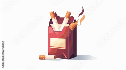 Cigarette Pack Cartoon Icon Symbolizing Tobacco Smoking with Car Theme photo