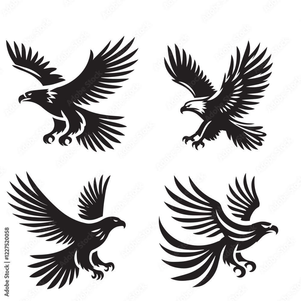 Detailed Flying Eagle Vector Icons and Illustrations Detailed Flying Eagle Vector Icons and Illustrations