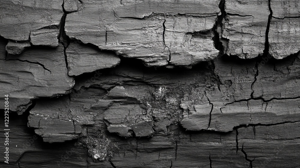 Fototapeta premium Artistic Black and White Photograph Showcasing an Intricate Cracked Wall with Unique Textures and Patterns Evoking a Sense of Abandonment and Timeless Beauty in Urban Decay