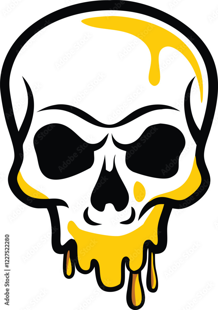 Fototapeta premium Stylized Skull with Drips: Vector Artwork