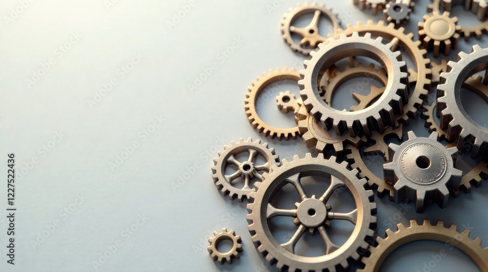 Interlocking Metallic Cogwheels A Symbol of Complex Teamwork and Precision Engineering Interlocking Metallic Cogwheels A Symbol of Complex Teamwork and Precision Engineering