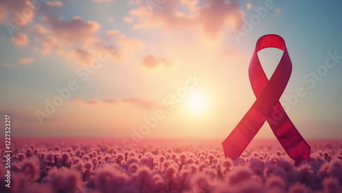 World Cancer Day.  A digitally enhanced awareness ribbon. Breast cancer awarness.