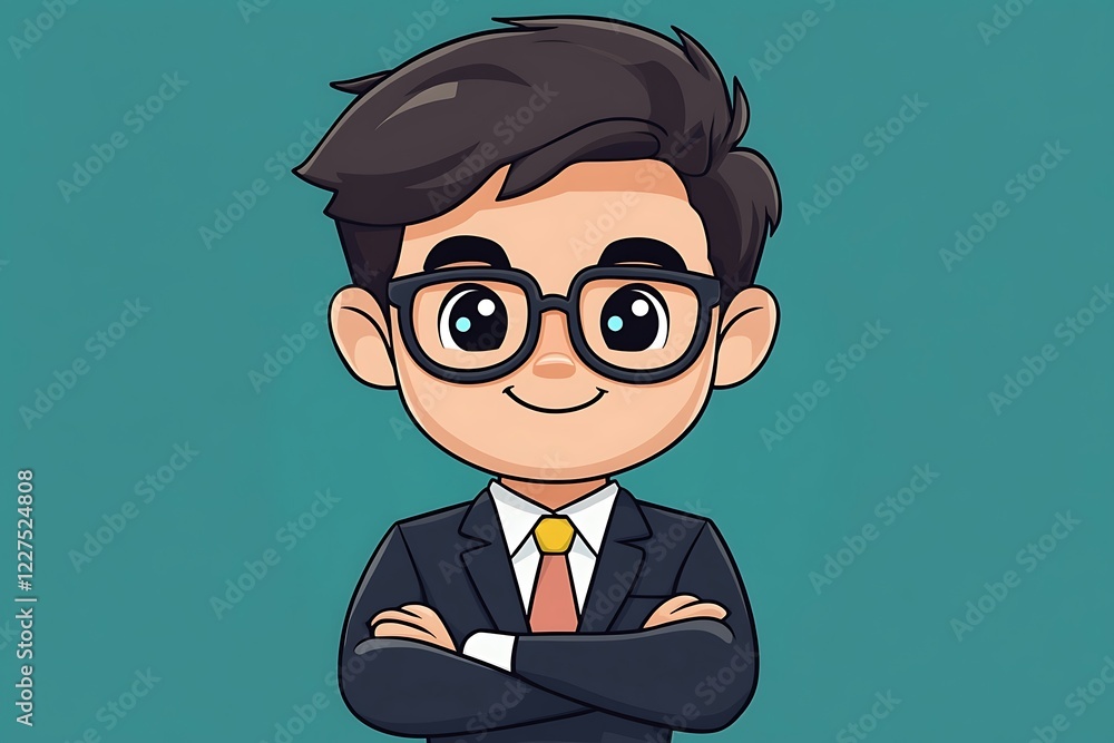 Happy Smart Boy Character Illustration Happy Smart Boy Character Illustration