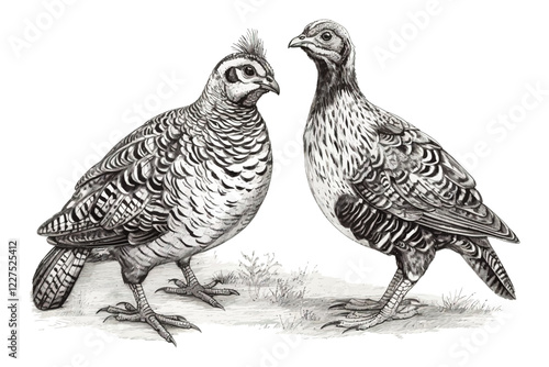 Obraz na płótnie Hand drawn partridge illustration. Background with bird. w salonie