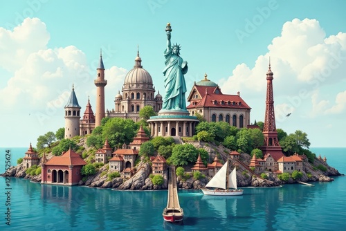 Global landmarks, intricate details, diverse architecture, view, picture