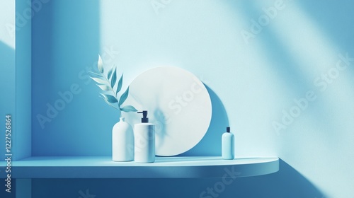 Stylish Bathroom Shelf Decor with Minimalist Bottles and Plants