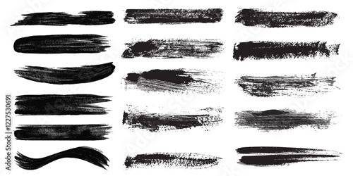 Brush strokes vector. Set of text boxes. Paintbrush collection. Grunge design elements. Dirty texture banners.