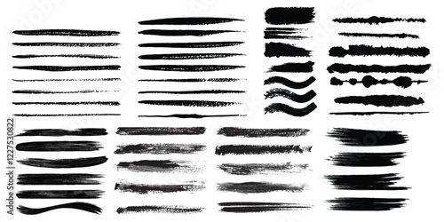 Brush strokes vector. Set of text boxes. Paintbrush collection. Grunge design elements. Dirty texture banners.