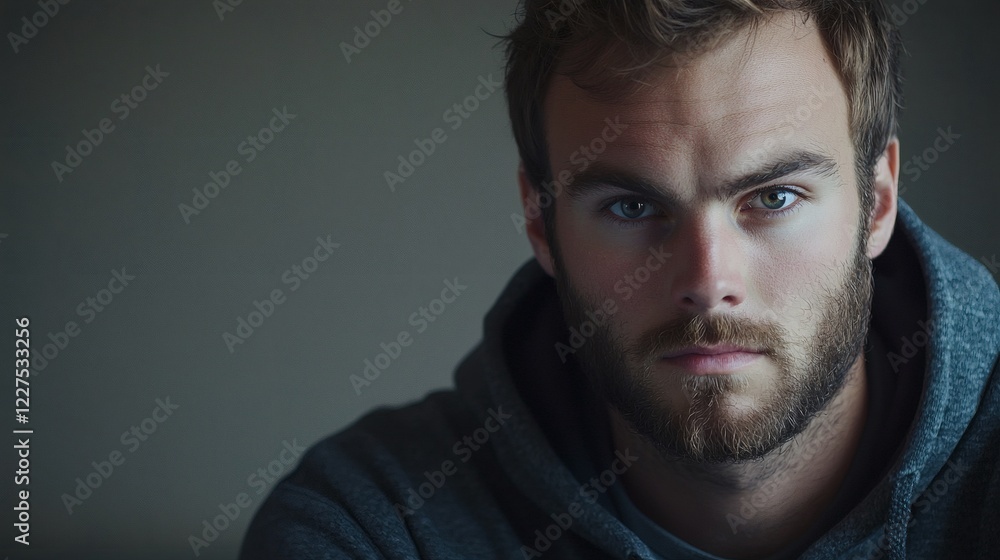 Fototapeta premium Intense Man Portrait Photography Serious Moody Face