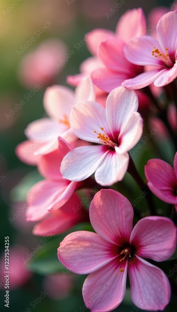 Fototapeta premium Close-up of a lush arrangement of spring blossoms, soft focus , spring flowers, ethereal