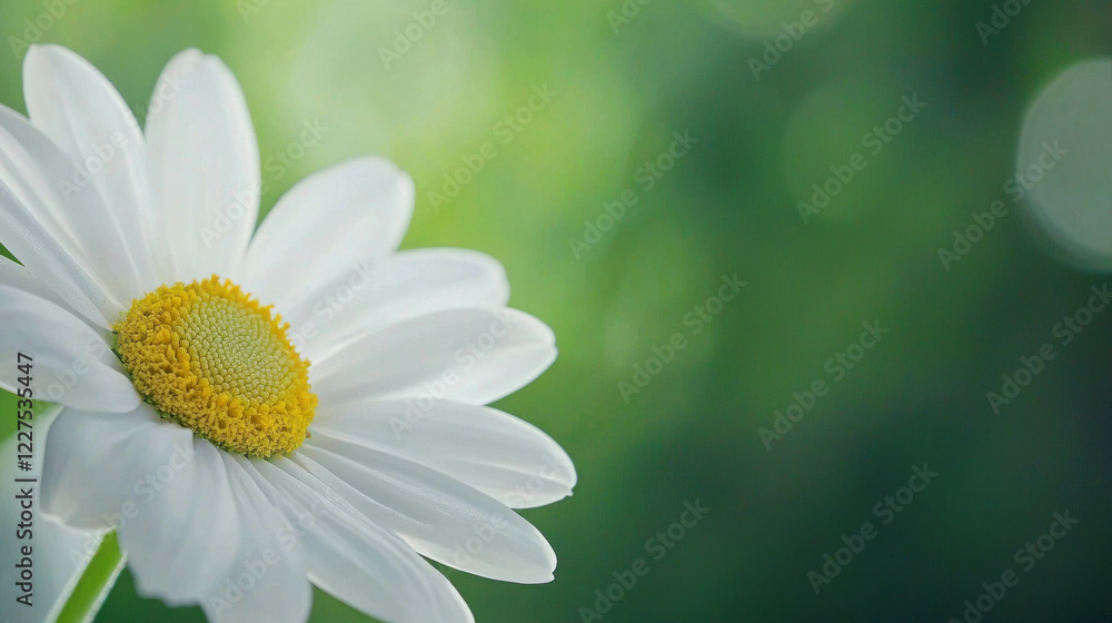 Fototapeta premium Soft White Daisy Petals in Macro Shot with Gentle Green Background and Natural Lighting