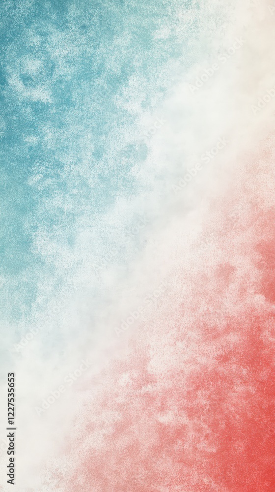 Fototapeta premium Abstract grainy gradient background blending pale blue, red, and white