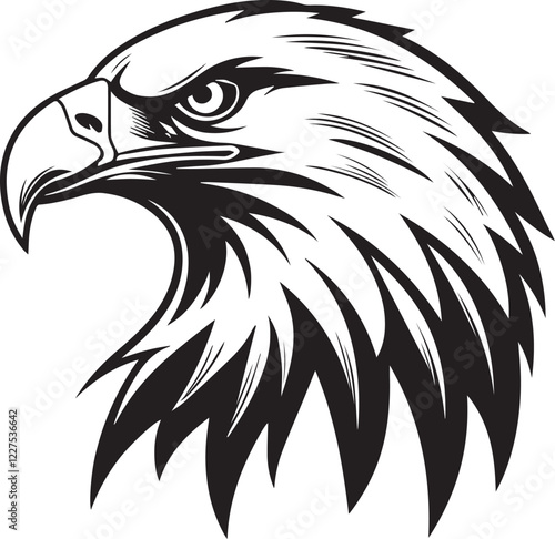 Eagle head silhouette with white background