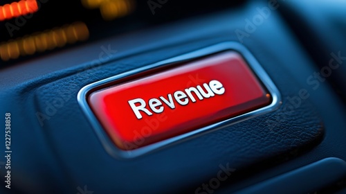 Close-up of a Red Revenue Button on a Car Dashboard