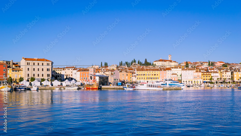 Sunny Winter Panorama of Rovinj and its harbor, Istria, Croatia Sunny Winter Panorama of Rovinj and its harbor, Istria, Croatia