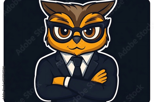 Smart Owl Executive Character Arms Crossed photo