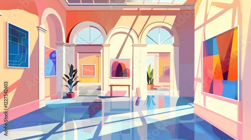 Wallpaper Mural Elegant Art Gallery Hall Interior with Paintings and Sculptures Torontodigital.ca