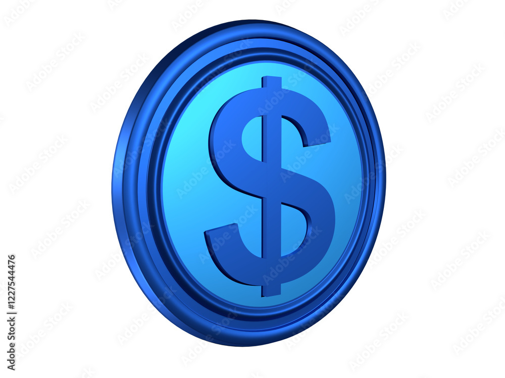 Blue Dollar Symbol 3D Blue Dollar Symbol 3D