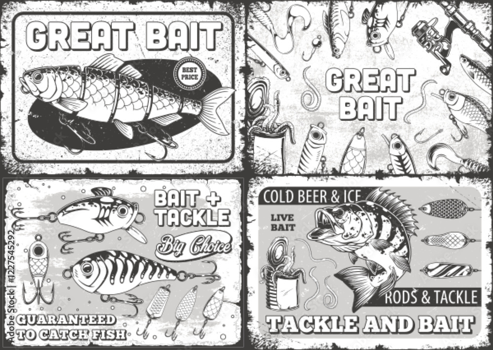 Fototapeta premium Great signs for fishing supplies