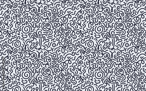 Wallpaper Mural Seamless pattern black kids line doodle. Creative minimalist style art background for children or modern design with basic, wavy shapes. Simple childish scribble backdrop. Torontodigital.ca