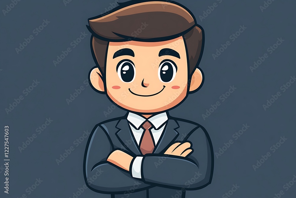 Smiling Boy Digital Art Portrait Crossed Arms