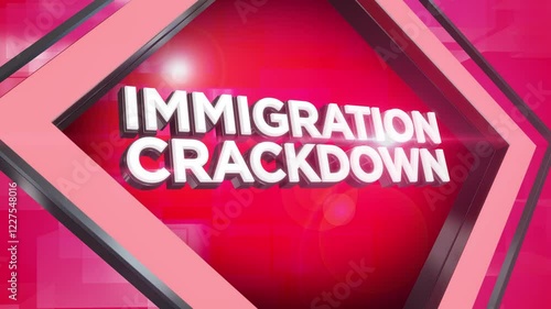 A dynamic green screen modern IMMIGRATION CRACKDOWN background transition element. Blue and red versions included.  	
