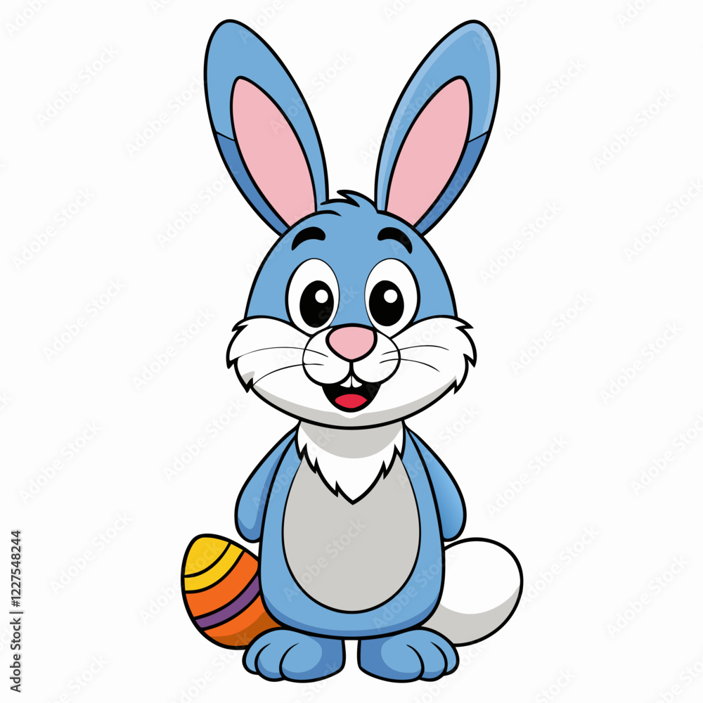 Fototapeta premium Easter Bunny, Cute Easter Bunny Holding Egg , Cartoon Rabbit Clipart