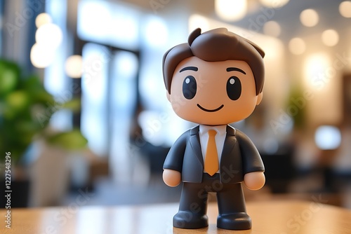 Wallpaper Mural Smiling Boy Figurine in Brown Suit 3D Render Torontodigital.ca