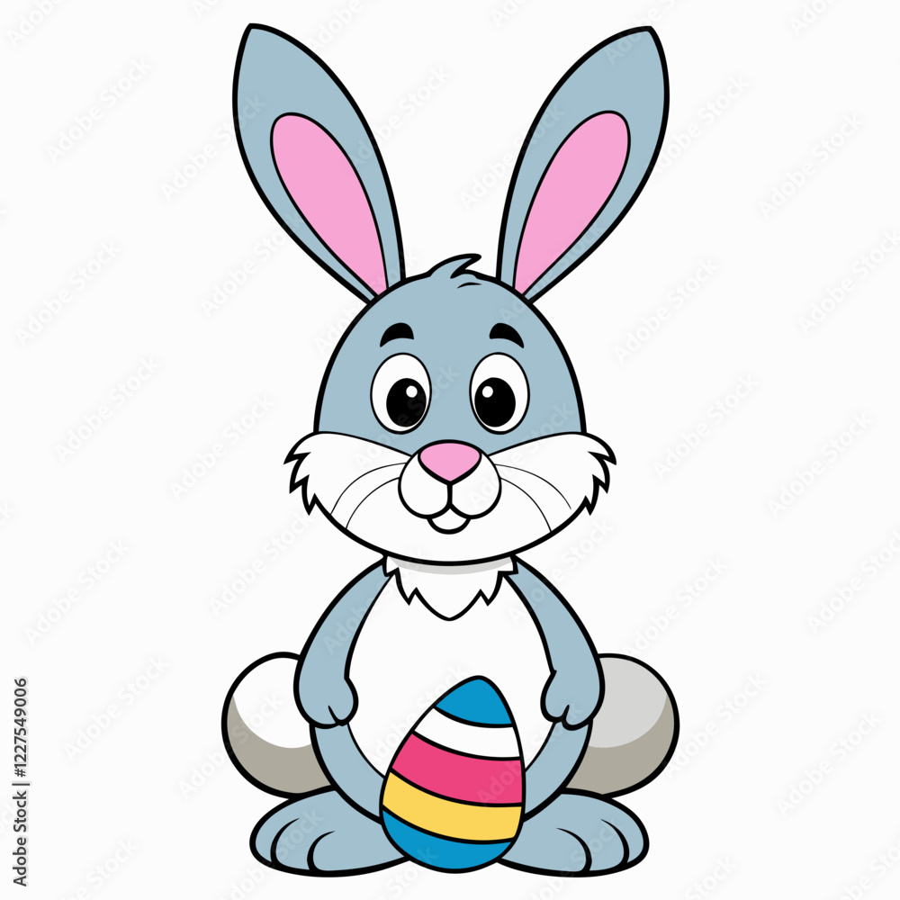 Easter Bunny, Cute Easter Bunny Holding Egg , Cartoon Rabbit Clipart Easter Bunny, Cute Easter Bunny Holding Egg , Cartoon Rabbit Clipart