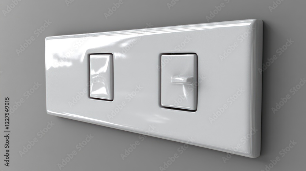White double light switch on gray wall. White double light switch on gray wall.
